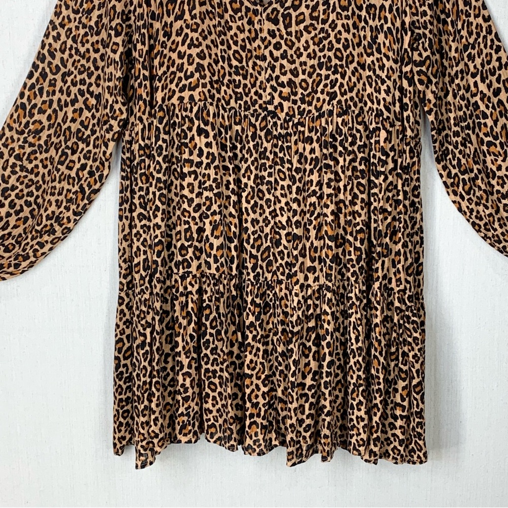 Wonderly NWT Leopard Print Long Sleeve V-Neck Tiered Skirt Mini Dress - Size 3X - Picture 6 of 16